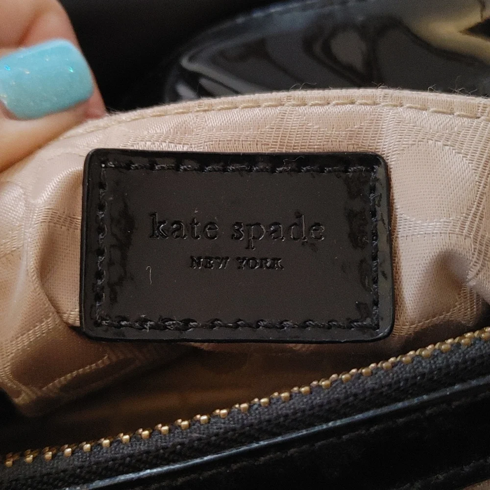 Kate Spade Elena Black Nylon & Patent Leather Shoulder Hobo Handbag - Picture 10 of 11